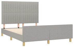 Estrutura de cama com cabeceira 140x200 cm tecido cinza-claro