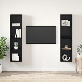 vidaXL Gabinete de TV de Parede 4 pcs Carvalho Preto 37 x 37 x 72 cm