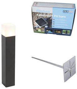 Luminária de jardim preta com vidro opal 50 cm - Dinamarca Moderno