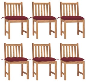 vidaXL Cadeiras de jardim 6 pcs c/ almofadões madeira de teca maciça