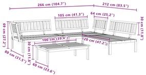 4 pcs conjunto de móveis de paletes p/ jardim acácia maciça
