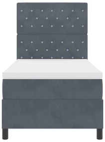 Camas Box Spring vidaXL com Colchão e LED Cinza Escuro 100x200 cm Velu