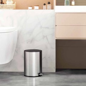 Caixote lixo casa de banho 3 litros com tampa Prateado + preto