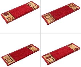 Tapetes de escadas adesivos 10 pcs 65x21x4 cm vermelho