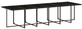 13 pcs conjunto jantar p/ jardim c/ almofadões vime PE castanho