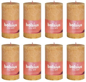 440795 Bolsius Velas rústicas cilíndricas Shine 8 pcs 100x50 mm amarelo mel