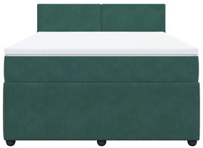 Cama com molas/colchão 140x200 cm veludo verde-escuro