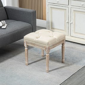 Banco Vintage com Assento Capitonê Sorrento – 40x40x43 cm – Bege – Pés