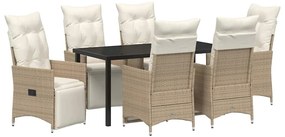 Conjunto de Jantar para Jardim de 7 Peças com Almofadas em Rattan Sint