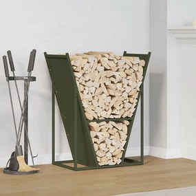 vidaXL Suporte para lenha aço laminado a frio verde azeitona