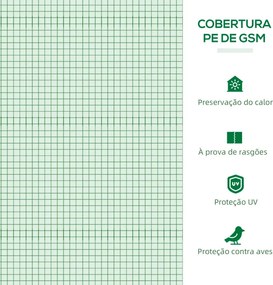 Mini Estufa para Cultivo de Plantas com 4 Janelas Estrutura em Aço e Cobertura de PE Anti-UV 200x80x45 cm Verde