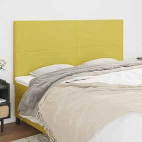 vidaXL Cabeceira de cama 4 pcs tecido 100x5x78/88 cm verde