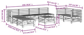 9 pcs conjunto lounge de jardim pinho maciço