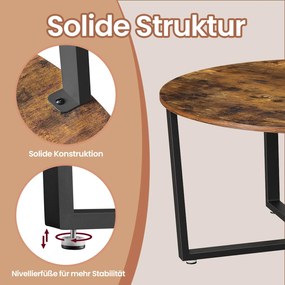 Mesa de centro redonda 88 x 88 x 47 cm (C x L x A) vintage/castanho escuro