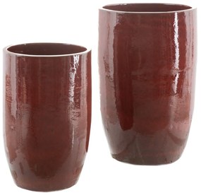 Vaso 52 X 52 X 80 cm Cerâmica Vermelho (2 Unidades)