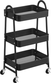 Carro multifuncional, cozinha, casa de banho, escritorio com 3 níveis 41,4 x 30,7 x 79 cm preto