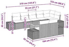 Conjunto de Sofás de Jardim de 9 Peças com Almofadas Bege Vime Sintéti