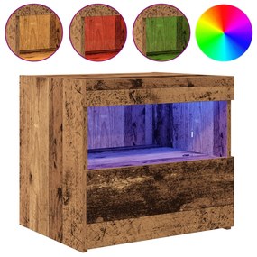 Cabeceira de Cama vidaXL com Luzes LED Madeira Antiga 50x40x45 cm