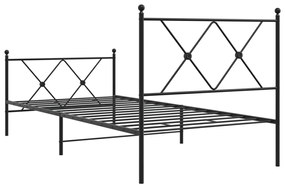 Estrutura de cama com cabeceira e pés 90x200 cm metal preto