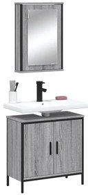 vidaXL 2 pcs conjunto móveis WC derivados de madeira sonoma cinza