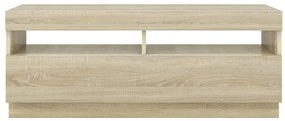 Móvel de TV com luzes LED 100x35x40 cm carvalho sonoma