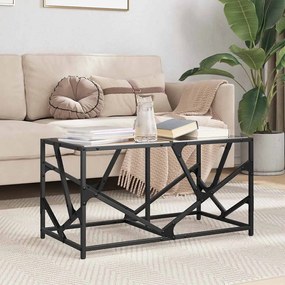 Mesa de centro com topo em vidro preto 78,5x40x41 cm aço