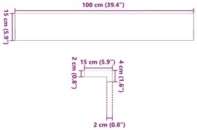 Soleiras da janela 2 pcs 100x15x2cm carvalho maciço não tratado