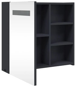 Armário espelhado p/ casa de banho c/ LEDs 60x13x52 cm cinzento