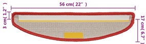 Tapetes de escada 15 pcs 56x17x3 cm vermelho