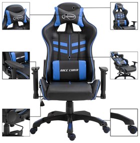 Cadeira de gaming couro artificial azul