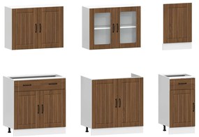 7 peças armário de cozinha conjunto Kalmar carvalho castanho