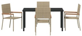 Conjunto de Jantar de Jardim 5 Peças Bege em Rattan Sintético