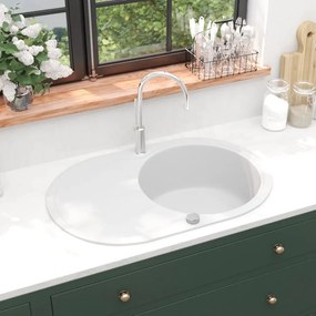144867 vidaXL Lava-louça com 1 cuba oval granito branco