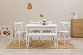Conjunto de Mesa e Cadeiras Oliver – Branco – Mesa: 120x75x75 cm, Cade
