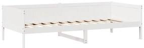 Sofá-cama c/ gavetas 90x190 cm madeira de pinho maciça branco
