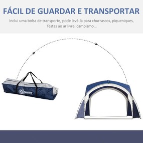 Abrigo de Campismo Dobrável – 3,5x3,5x2,22 m – Azul e Cinza Claro – Pr