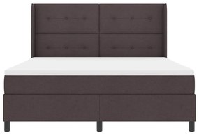 Cama com estrado e colchão, LED, castanho escuro, 180 x 200 cm, tecido