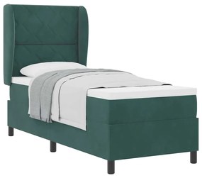 Cama com Estrado e Colchão Verde Escuro 80x200 cm - Veludo