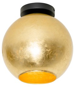 Candeeiro de teto design preto com vidro dourado - Bert Design