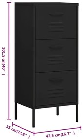 Armário de arrumação aço 42,5x35x101,5 cm preto