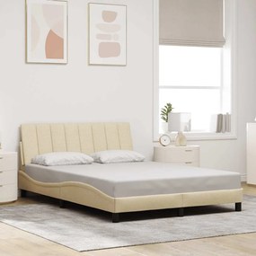 vidaXL Estrutura de cama sem colchão 140x200 cm tecido cor creme