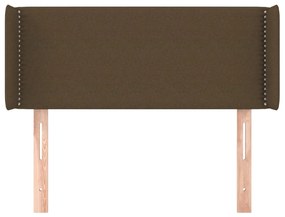 Cabeceira de cama c/ abas tecido 103x16x78/88cm castanho-escuro
