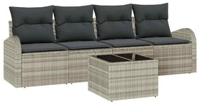 Conjunto de Sofás de Jardim de 5 Peças com Almofadas em Rattan Cinza C