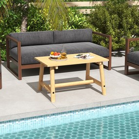 Mesa de jardim em madeira maciça retangular 90 x 55 x 50 cm Natural