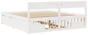 Cama sem colchão 200x200 cm madeira de pinho maciça branco