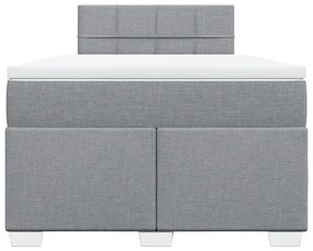 Cama boxspring com colchão 120x190 cm tecido cinzento-claro