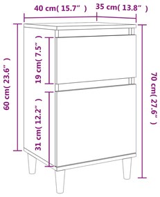 Mesa de cabeceira 40x35x70 cm branco