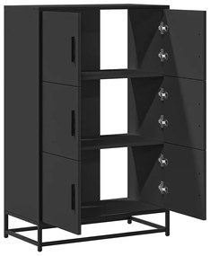 Armário alto 68x35x106,5 cm derivados madeira e metal preto