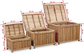 Conjunto 3 caixas de armazenamento de bambu