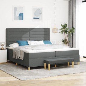 Cama Box com Colchão e Banco vidaXL Cinza Escuro 200x200 cm Tecido